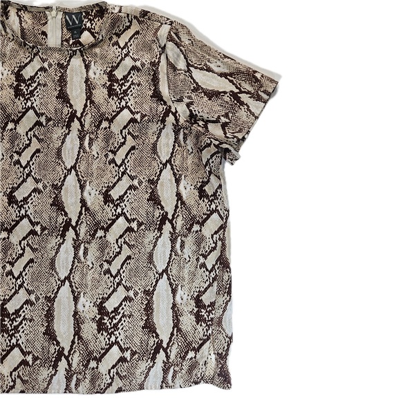 Worthington Animal Print Blouse Womens XL Brown Snake Career Office Workwear Top - Picture 5 of 7